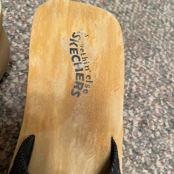Vintage Sketchers Denim Wood Wedge Platform Sandals - Picture 4 of 11